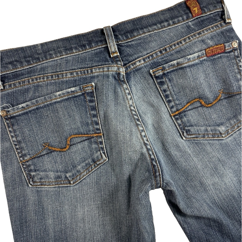 7 For All Mankind Bootcut Jeans Womens 27 Blue Medium Wash Low Rise Stretch